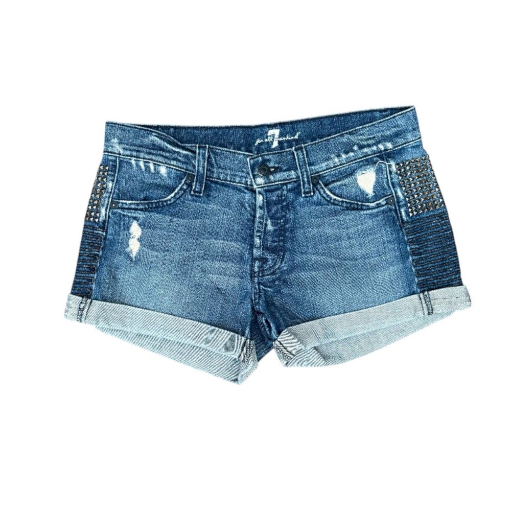 7 for All Mankind Women's Studded Denim Shorts Size 26